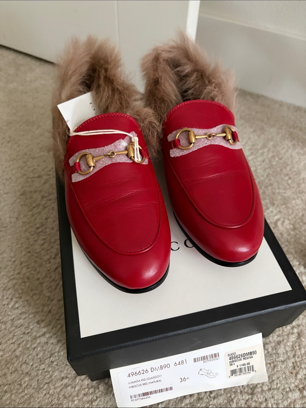 NWT Gucci loafer size 6.5 hibiscus red